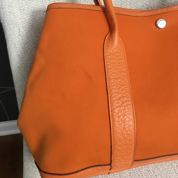 Authentic HERMES Garden Party tote PM orange canvas - Picture 6 of 15